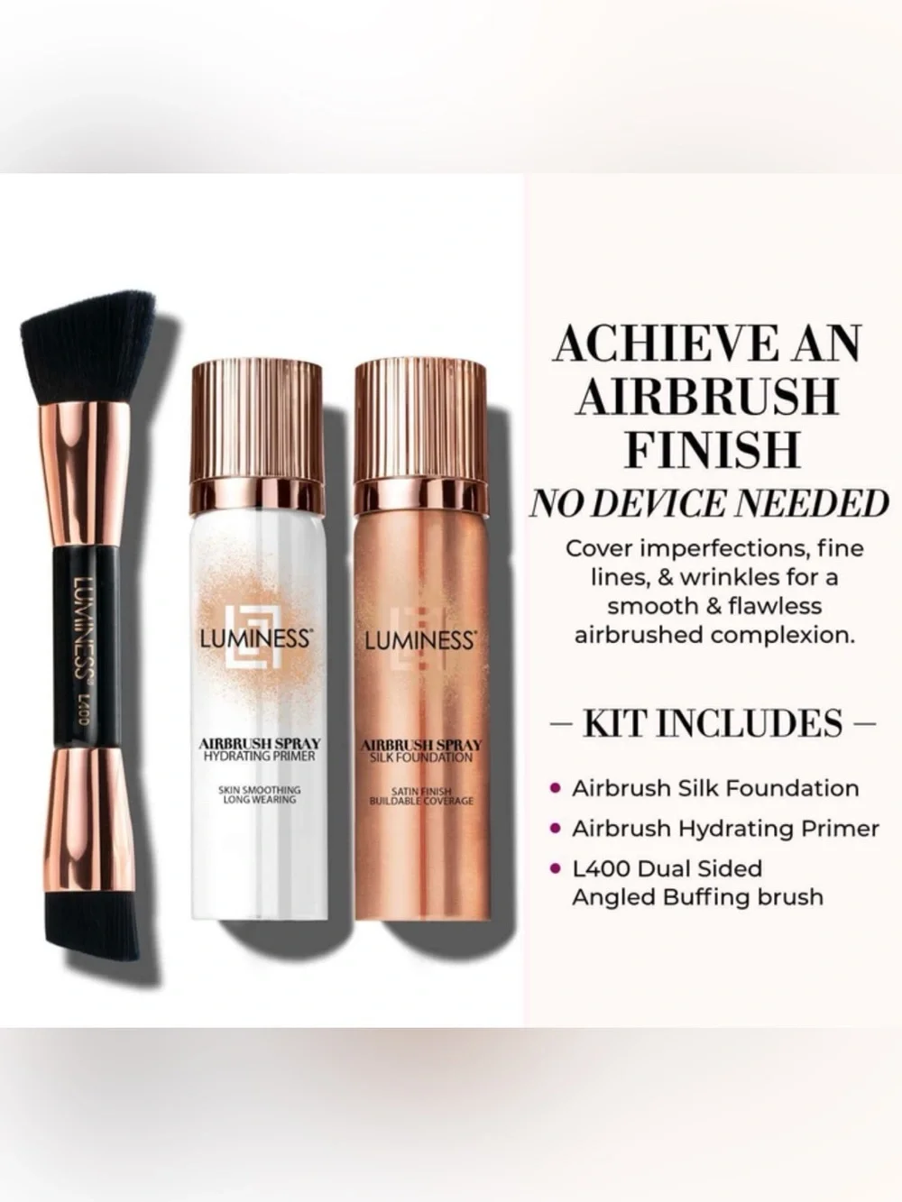 Luminess Airbrush Spray Hydrating Primer & Silk Foundation Set in Med 040 NWT